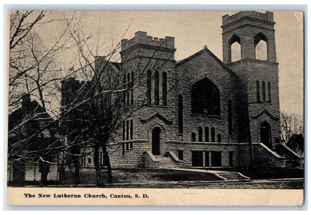 1912 The New Lutheran Church Canton South Dakota SD Posted Antique Postcard