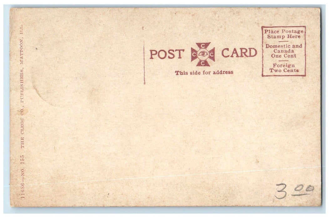 c1910's View Of Catholic Church Mattoon Illinois IL Unposted Antique Postcard