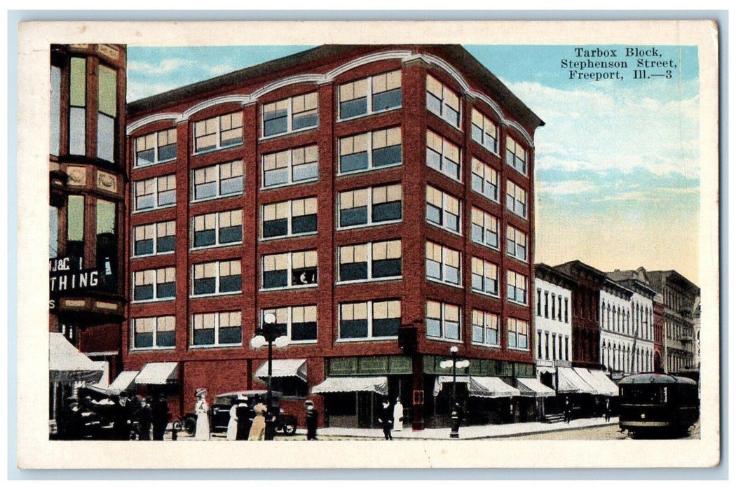 c1910's Tarbox Block Stephenson Street Freeport Illinois IL Antique Postcard