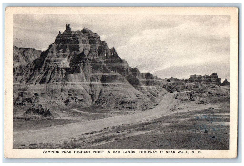 1939 Vampire Peak Highest Point in Bad Lands Wall South Dakota SD Postcard