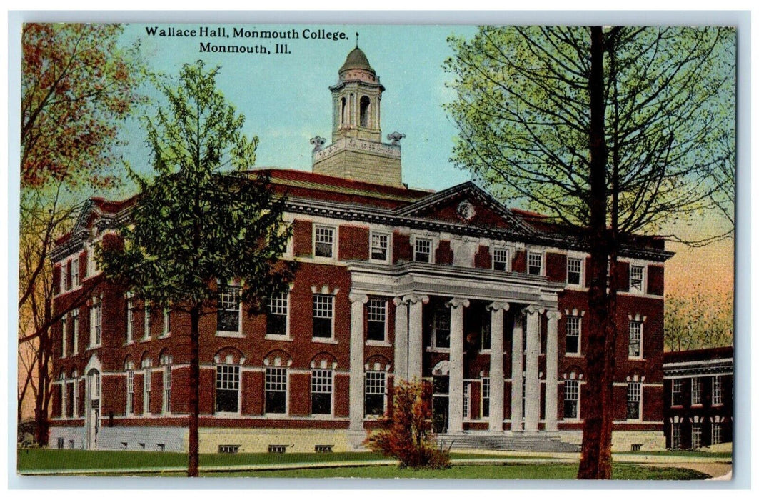 c1910's Wallace Hall Monmouth College Monmouth Illinois IL Antique Postcard