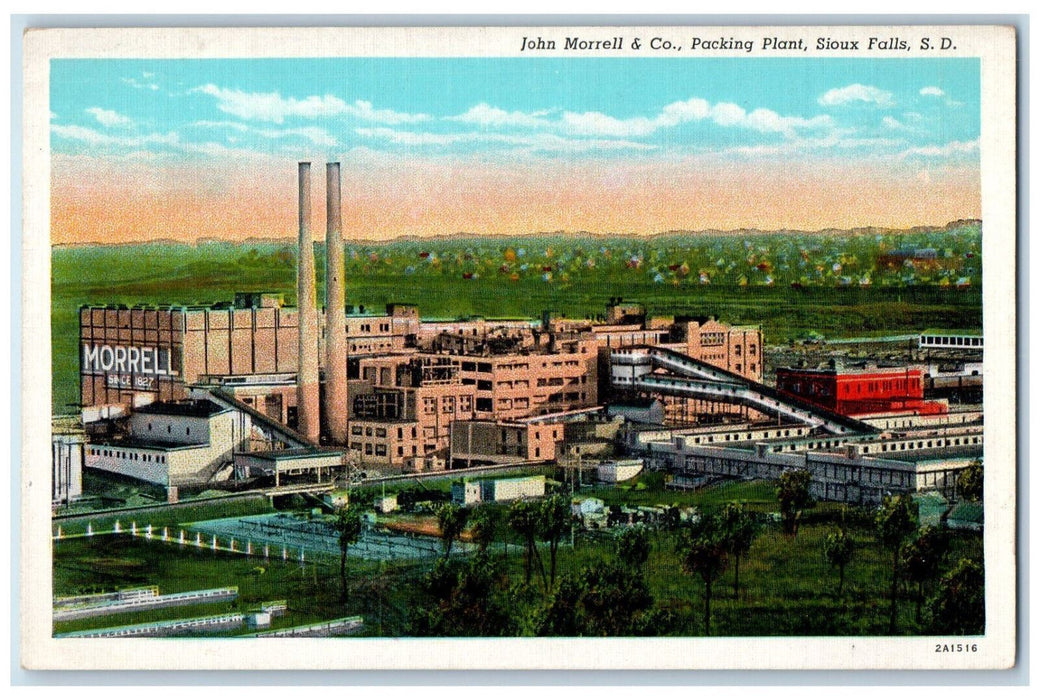 c1930's John Morrell & Co. Packing Plant Sioux Falls South Dakota SD Postcard