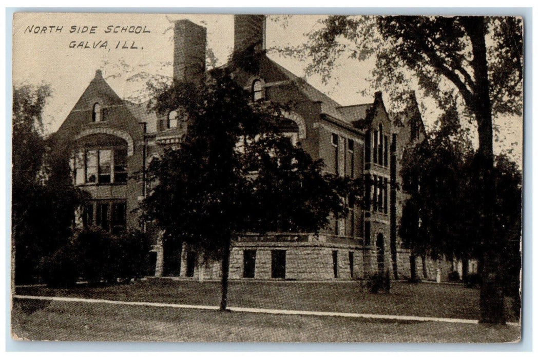 1910 North Side School Scene Street Galva Illinois IL Posted Antique Postcard