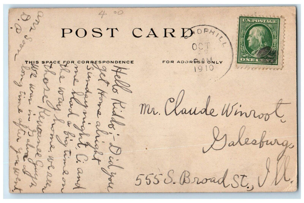 1910 North Side School Scene Street Galva Illinois IL Posted Antique Postcard