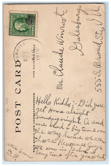 1910 North Side School Scene Street Galva Illinois IL Posted Antique Postcard