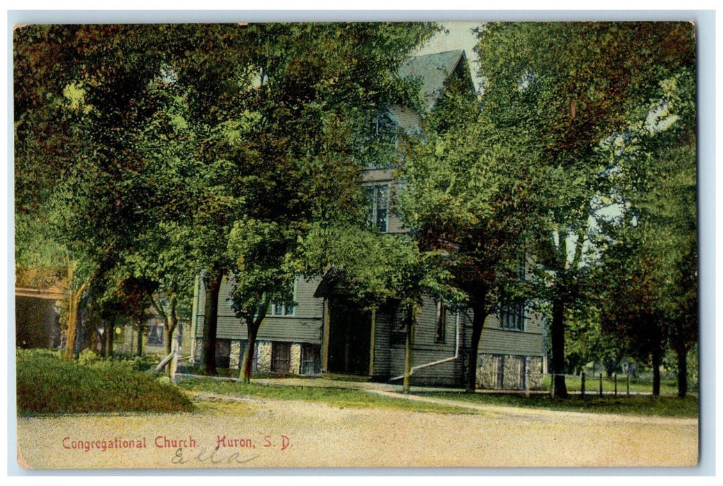 1909 Congregational Church Huron South Dakota SD Antique Posted Postcard