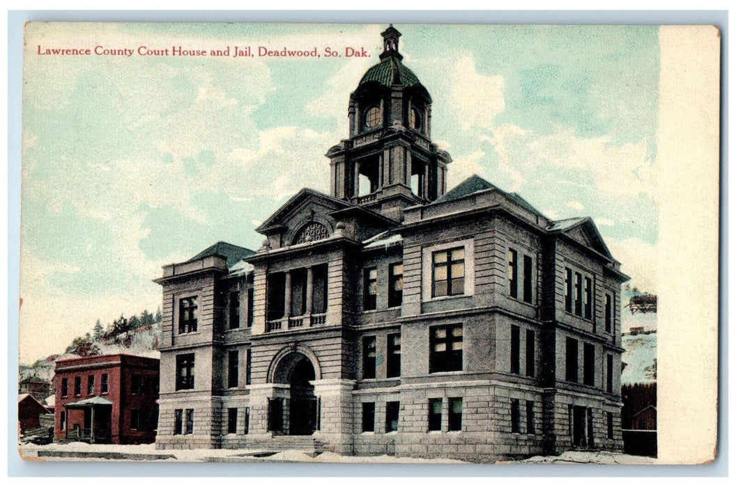 c1910 Lawrence County Court House and Jail Deadwood South Dakota SD Postcard