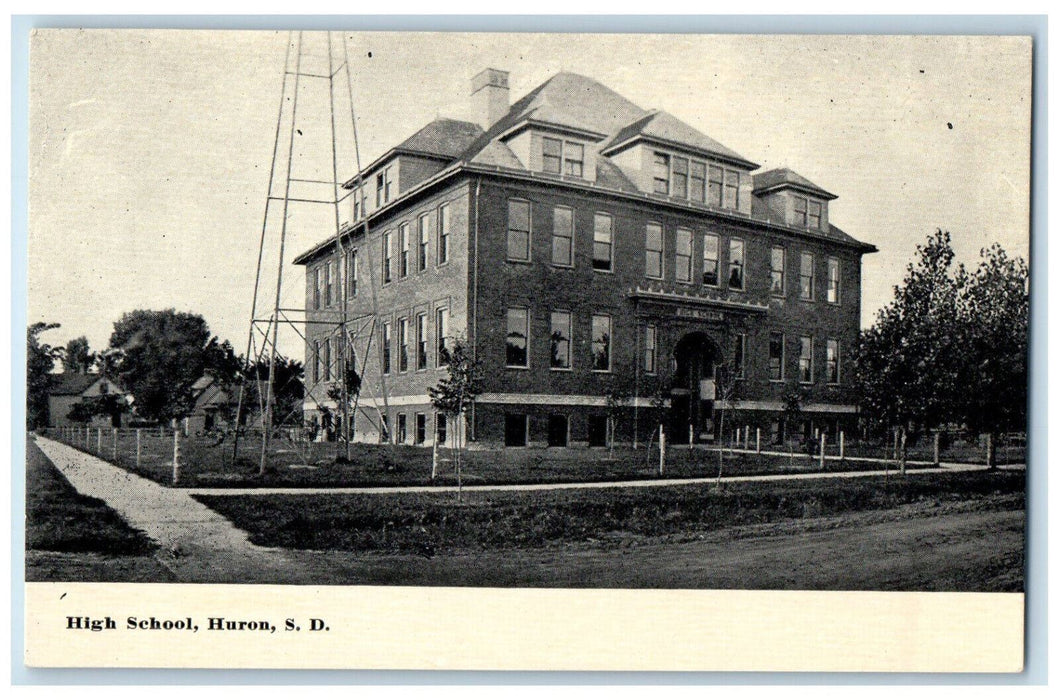 c1910 Tower View High School Building at Huron South Dakota SD Postcard