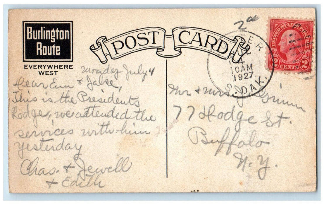1927 The State Game Lodge in the Black Hills Near Custer SD Vintage Postcard