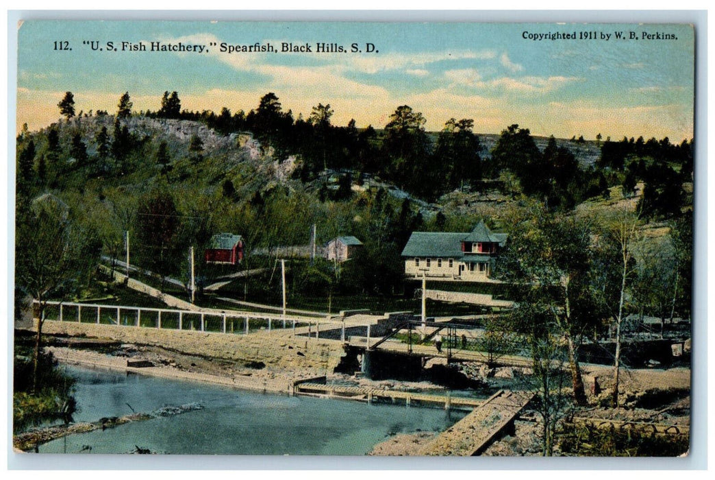 1911 "U.S. Fish Hatchery" Spearfish Black Hills South Dakota SD Postcard