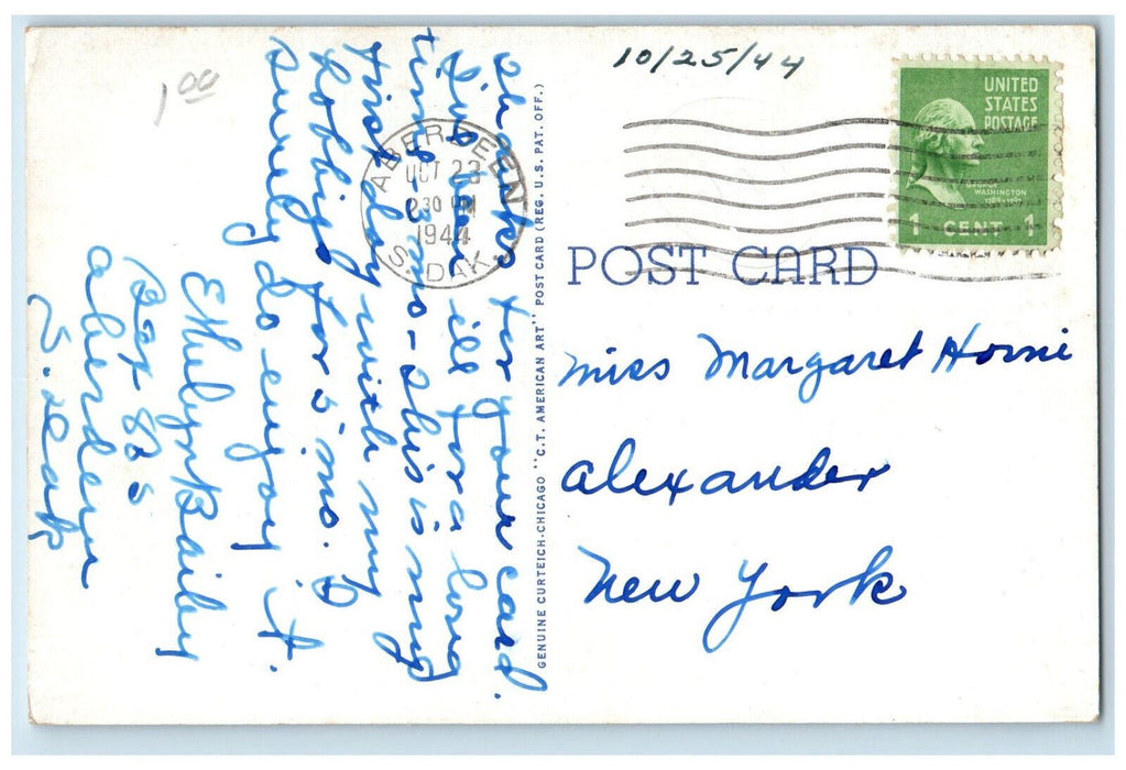 1944 Lincoln Hall Northern State Teachers College Aberdeen SD Postcard