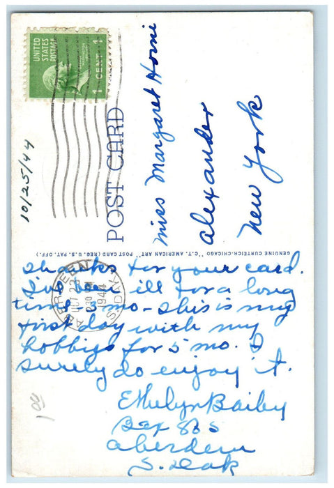 1944 Lincoln Hall Northern State Teachers College Aberdeen SD Postcard