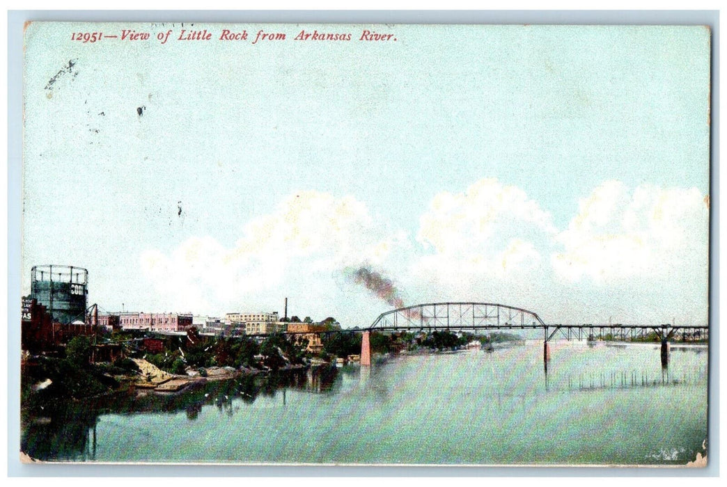 1907 View of Little Rock from Arkansas River Arkansas AR Bradentown FL Postcard