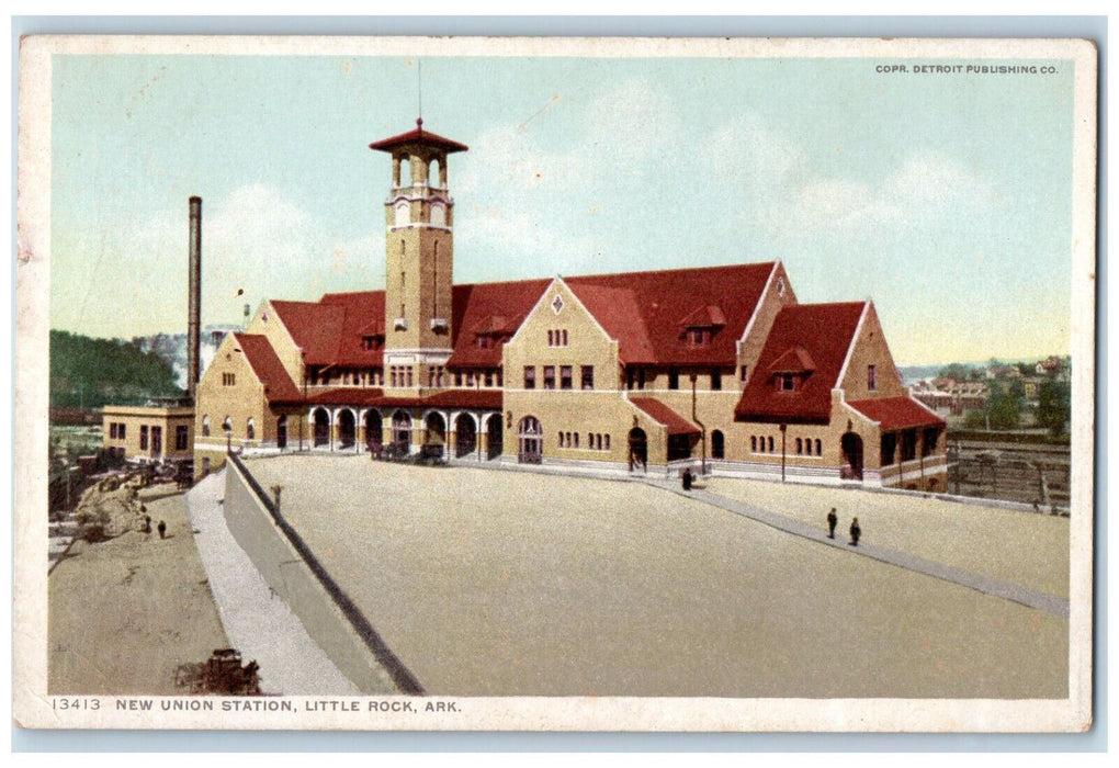 c1910 New Union Station Little Rock Arkansas AR Antique Phostint Postcard