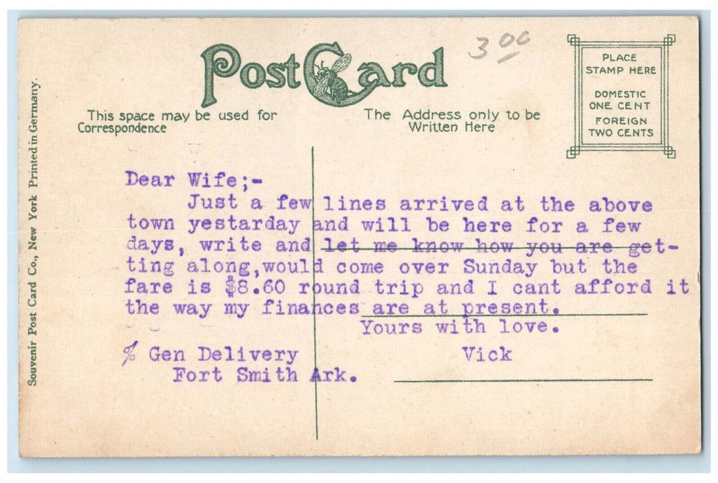 c1910 Pavilion Electric Park Fort Smith Arkansas AR Antique Posted Postcard