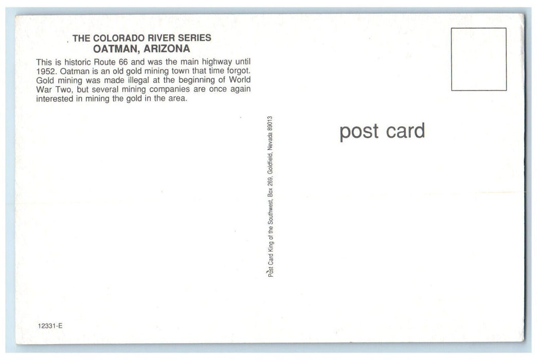 c1960 Colorado River Series Gold Mining Town Donkey Oatman Arizona AZ Postcard