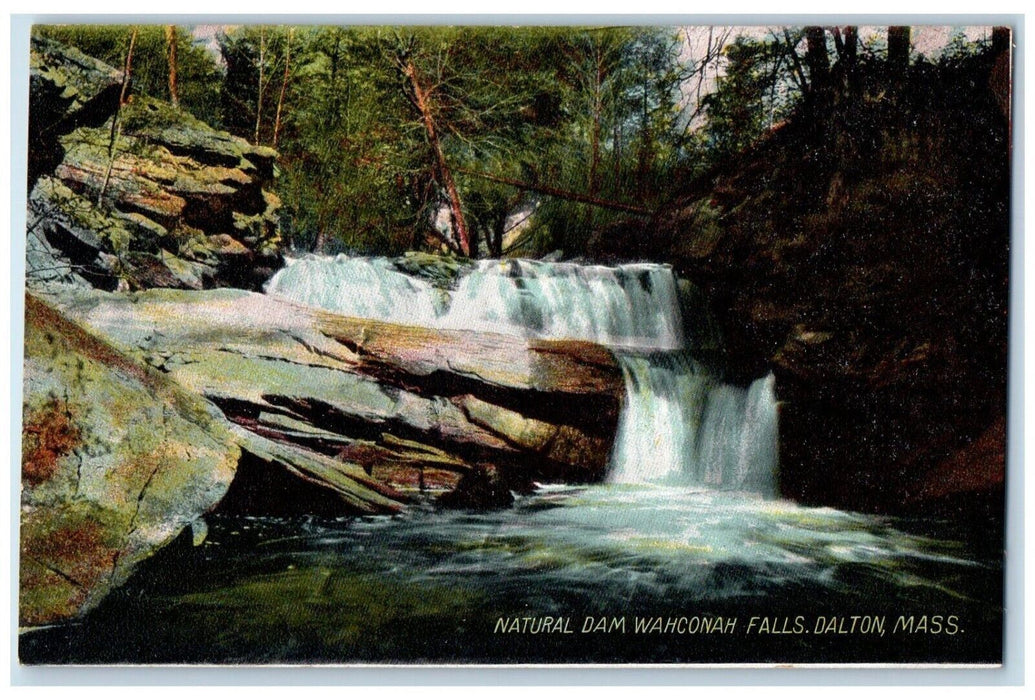 c1905 Natural Dam Wahconah Falls River Lake Trees Dalton Massachusetts Postcard