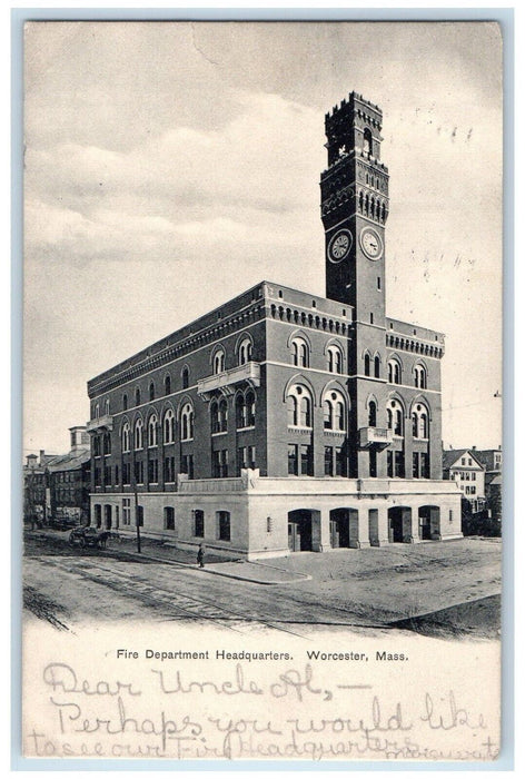 1906 Fire Department Headquarters Exterior Worcester Massachusetts MA Postcard