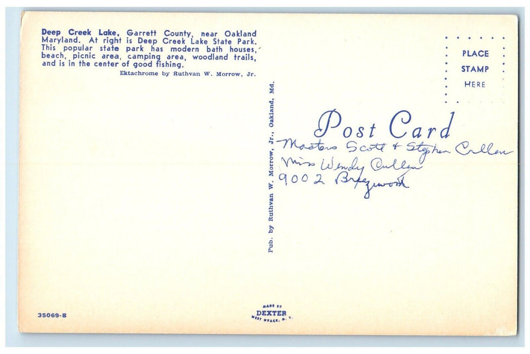 c1960 Deep Creek Lake Garrett Dock Pier County Oakland Maryland Vintage Postcard