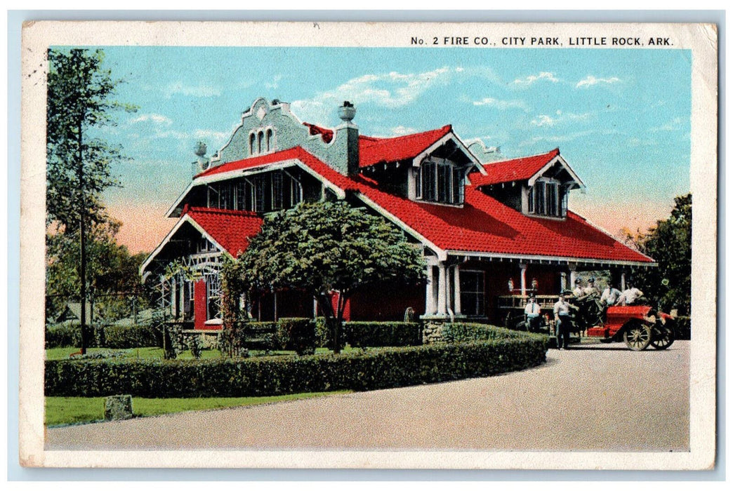 c1920's No.2 Fire Co. City Park Little Rock Arkansas AR Posted Postcard