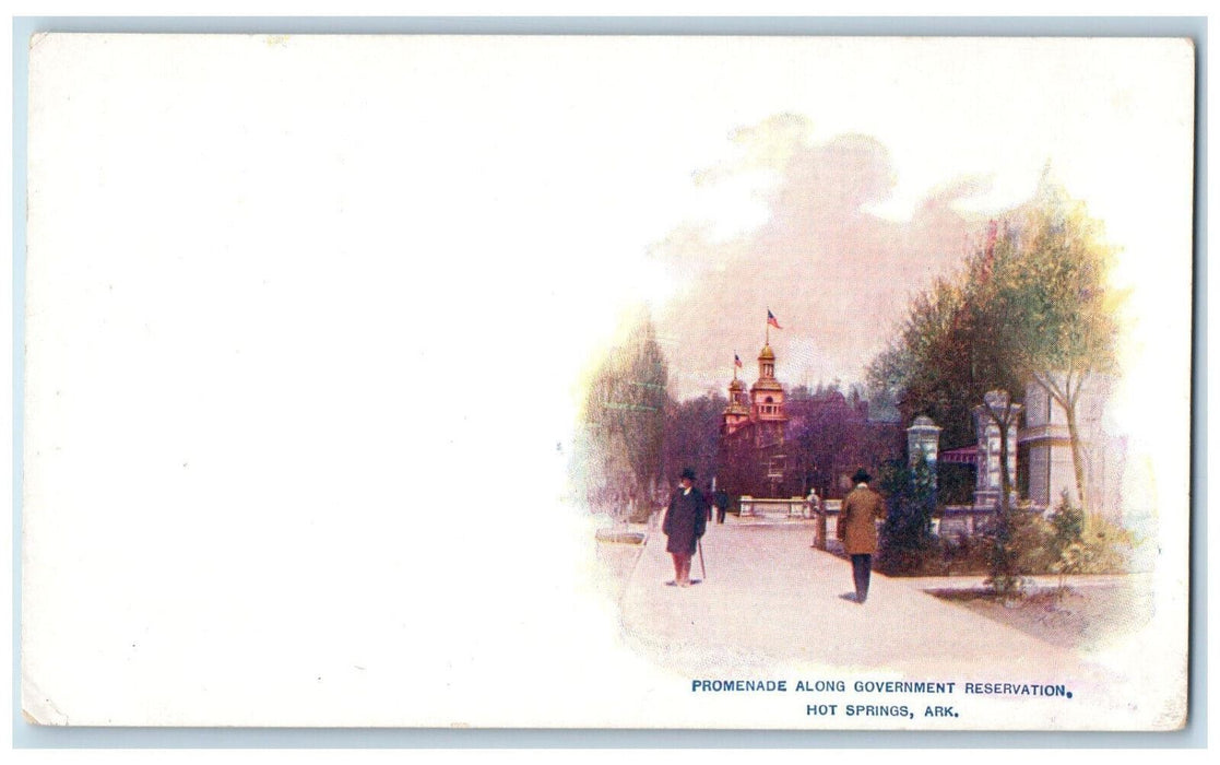 c1905 Promenade Along Government Reservation Hot Springs Arkansas AR Postcard