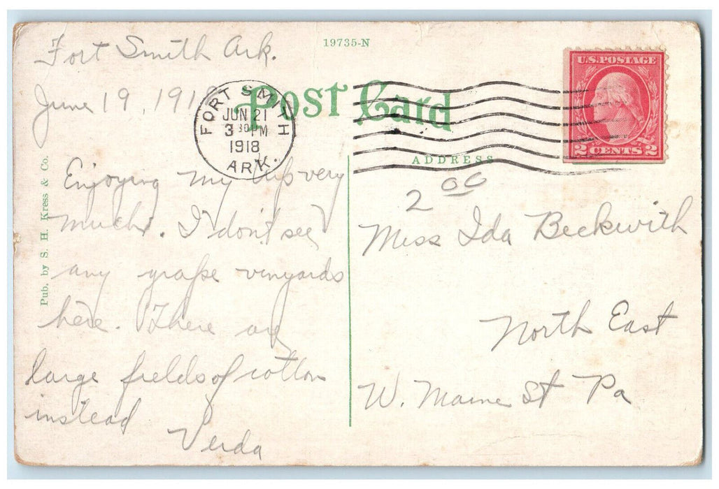 1918 Goldman Hotel Building Fort Smith Arkansas AR Antique Posted Postcard