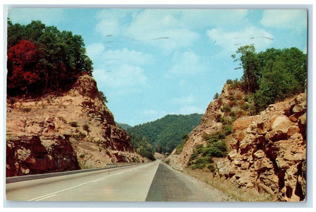 1958 Big Rock Cut West Virginia's Road Street Princeton West Virginia Postcard