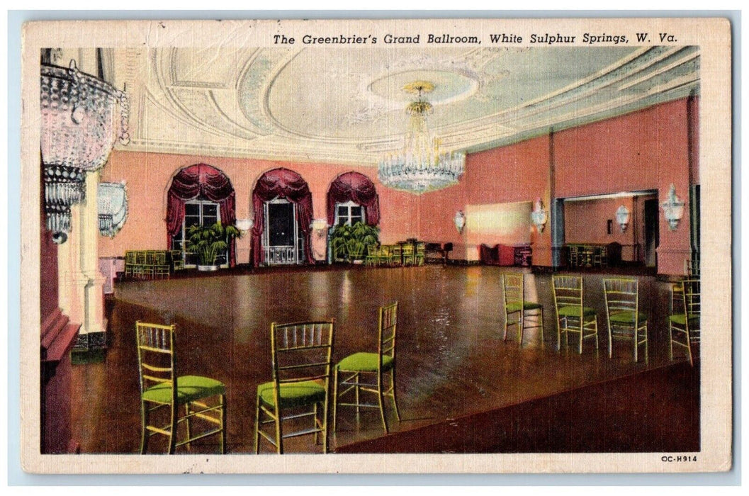 c1960 Greenbriers Grand Ballroom White Sulphur Springs West Virginia WV Postcard