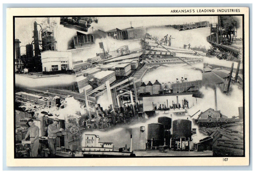 c1950's Arkansas's Leading Industries Arkansas AR Vintage Multiview Postcard