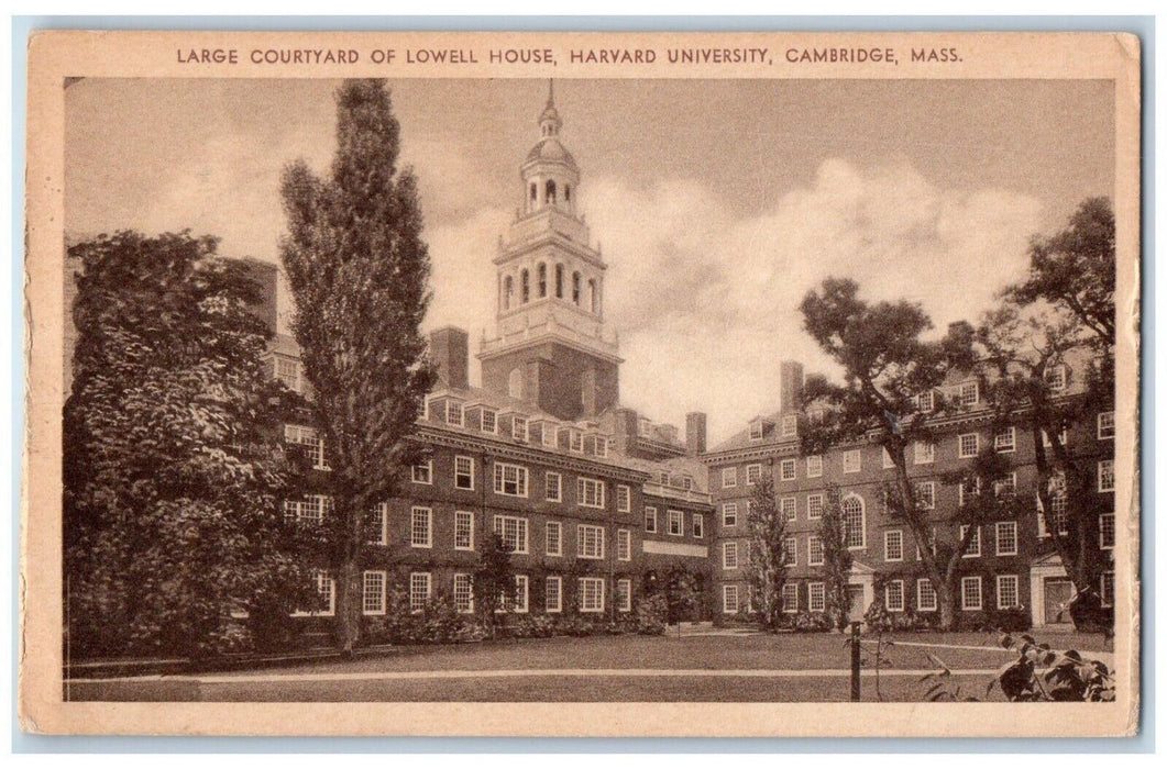 c1940 Large Courtyard Lowell House Harvard University Cambridge Mass MA Postcard