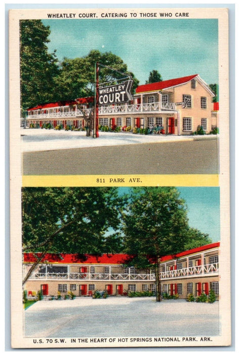 c1940's Wheatley Court Hot Springs National Park Arkansas AR Multiview Postcard