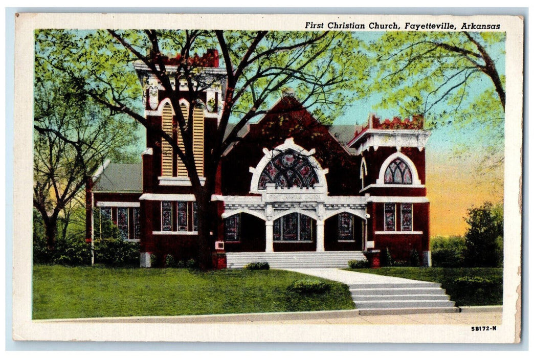 c1930's First Christian Chruch Fayetteville Arkansas AR Antique Vintage Postcard