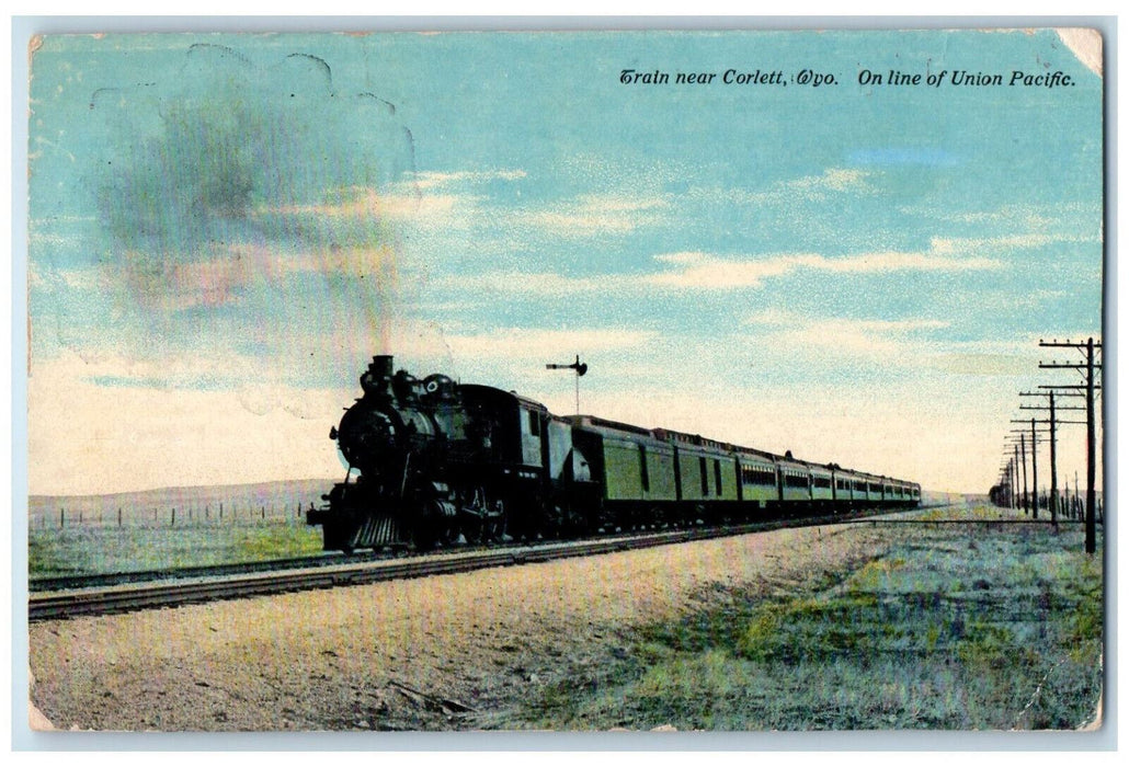 1912 Union Pacific Line Train Near Corlett Wyoming WY Jefferson OR Postcard