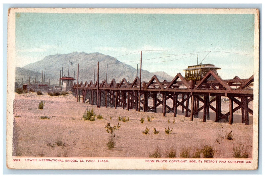 c1940's Scene in Lower International Bridge El Paso Texas TX Vintage Postcard