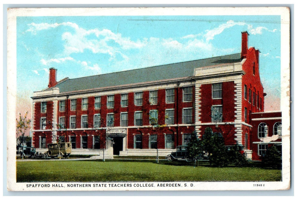 1928 Spafford Hall Northern State Teachers College Aberdeen SD Antique Postcard