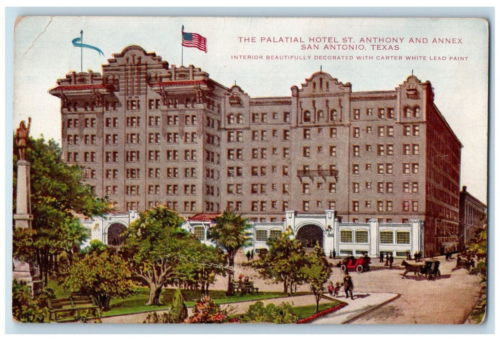 c1910 The Palatial Hotel St. Anthony and Annex San Antonio Texas TX Postcard