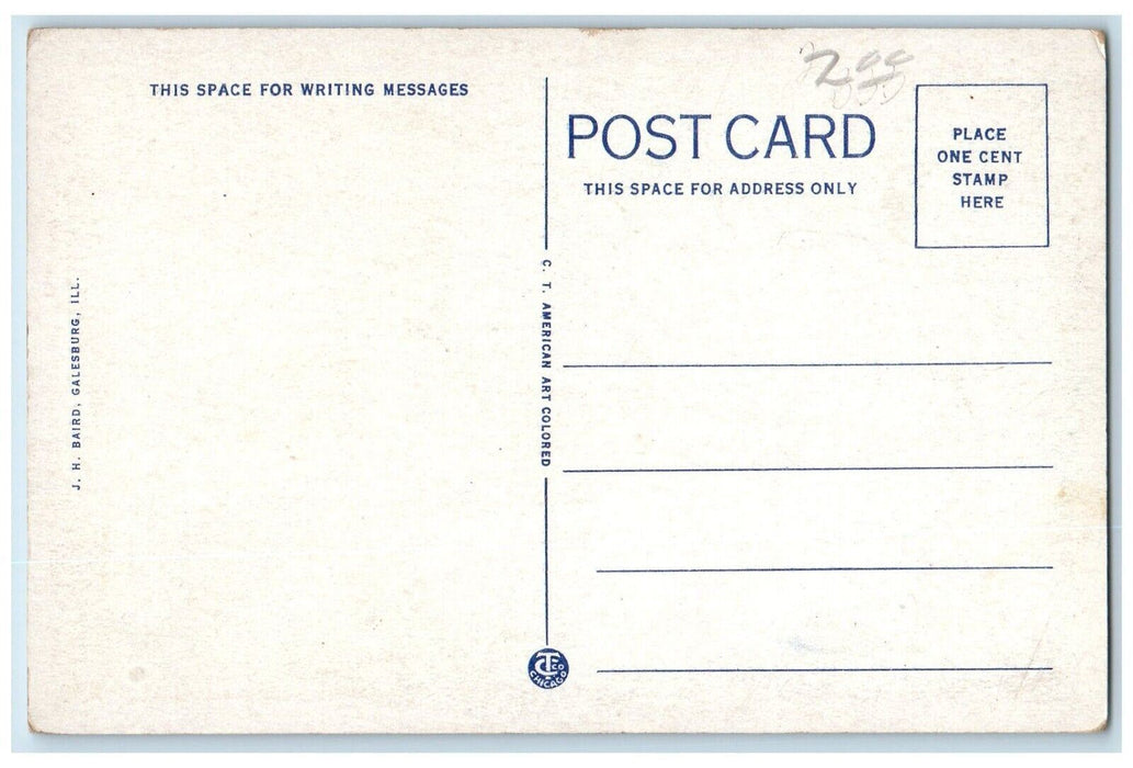 c1930's Corpus Christi Church Scene Street Galesburg Illinois IL Postcard