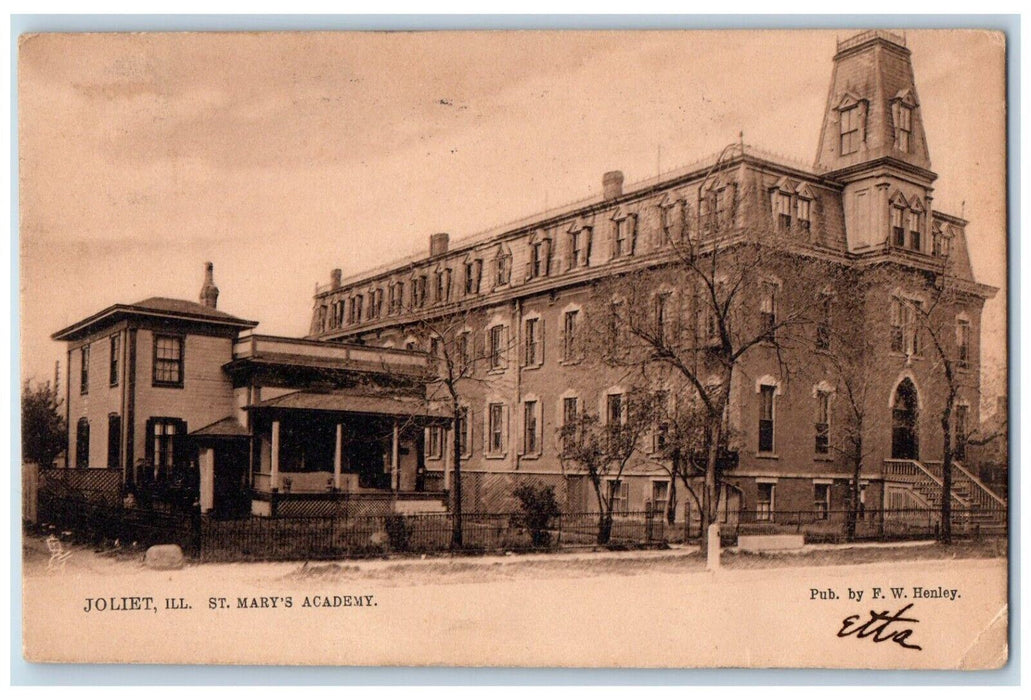 1907 St. Mary's Academy Building Joliet Illinois IL Tuck's Antique Postcard