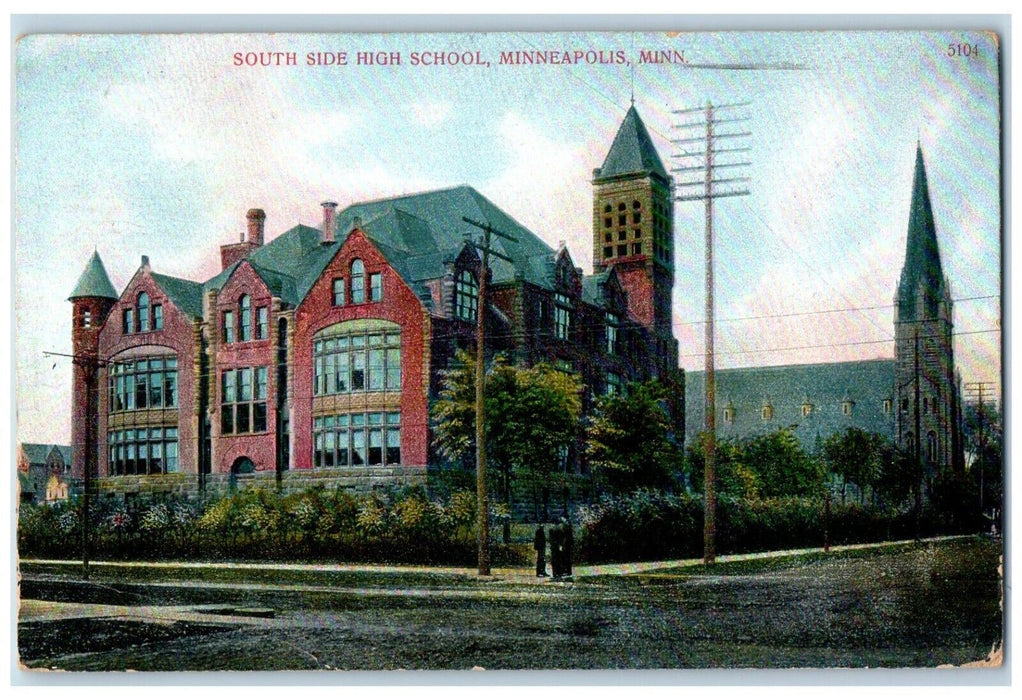 1912 South Side High School Exterior Building Minneapolis Minnesota MN Postcard