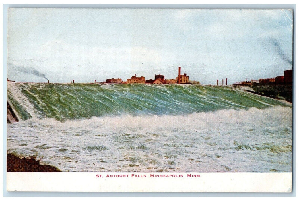 1910 St. Anthony Falls River Lake Minneapolis Minnesota Vintage Antique Postcard