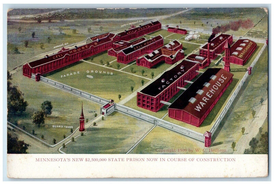 c1910 Minnesota New 2,500,000 State Prison Course Construction Compound Postcard