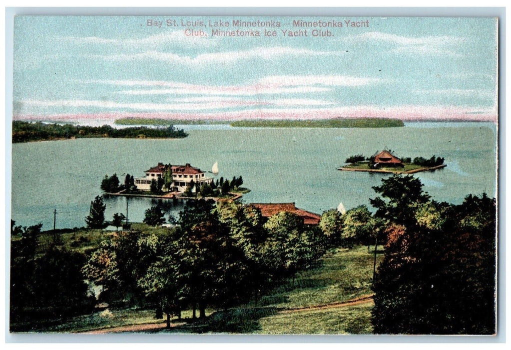 c1905 Bay St. Louis Lake Minnetonka Yacht Club Ice Yacht Club Minnesota Postcard