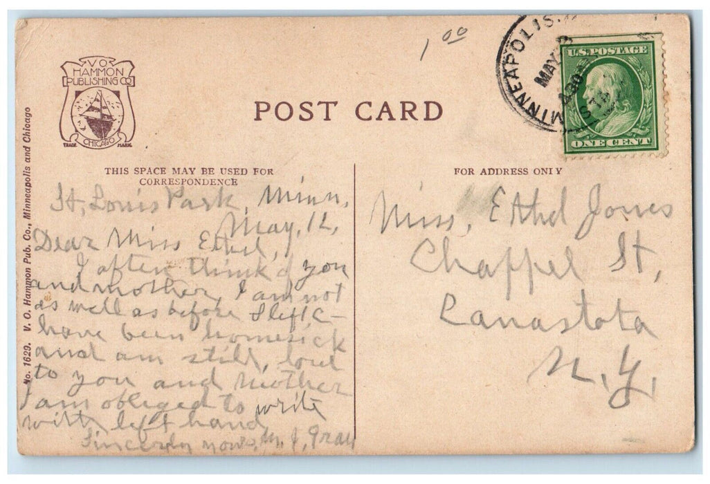 1909 Minnehaha Falls Where Falls Flash Gleam Oak Trees Valley Minnesota Postcard