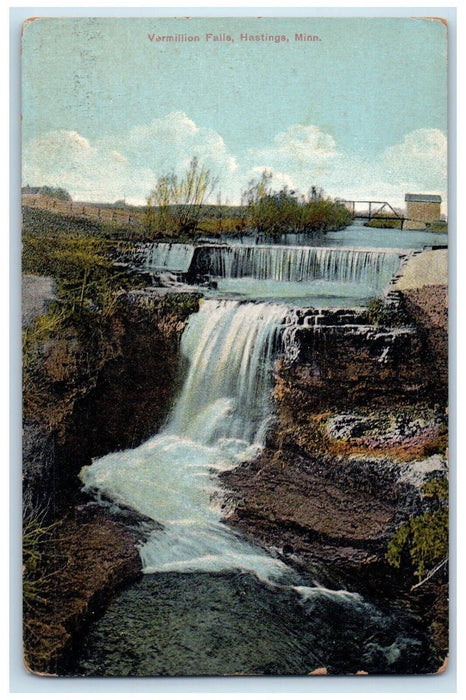 c1910 Vermillion Falls River Lake Bridge Hastings Minnesota MN Vintage Postcard