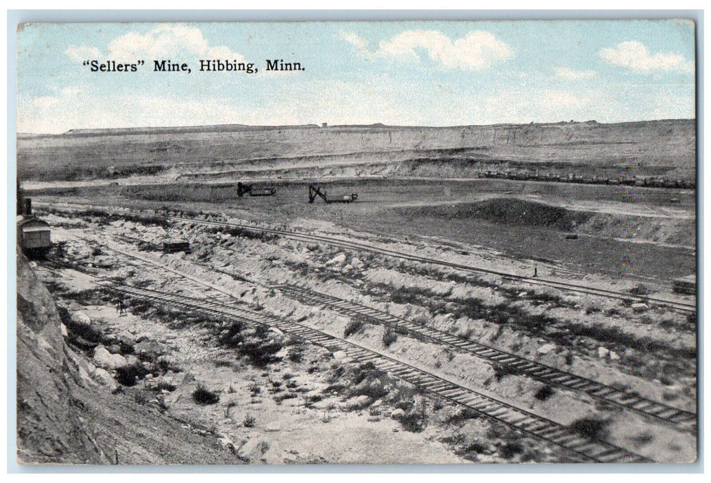 c1910 Sellers Mine Locomotive Train Railroad Hibbing Minnesota Vintage Postcard