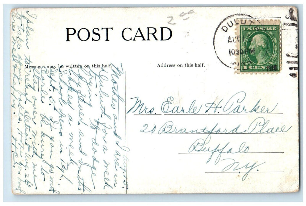 1916 View St. Louis River Steamer Fond Du Lac Summer Resorts Minnesota Postcard