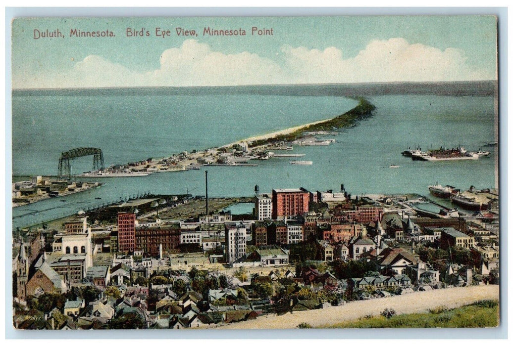 c1910 Birds Eye View Minnesota Point Exterior Building Duluth Minnesota Postcard