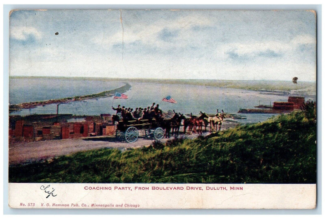 1912 Coaching Party From Boulevard Drive Horse Parade Duluth Minnesota Postcard