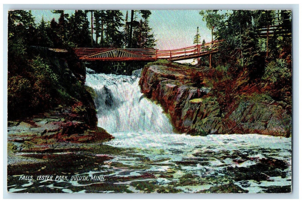 1905 Falls Lester Park Bridge River Lake Cliff Duluth Minnesota Vintage Postcard