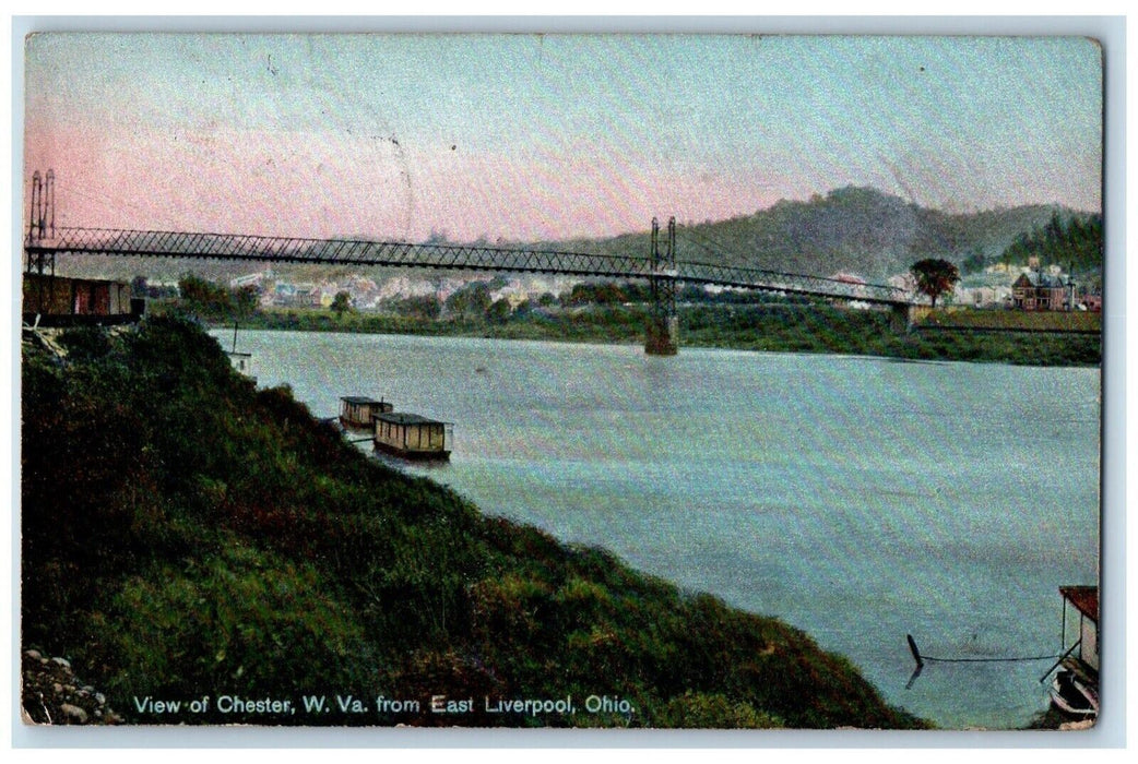 c1910 View Chester West Virginia East Liverpool Ohio OH Antique Vintage Postcard